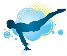 Gymnastics blue silhouette vector material 05