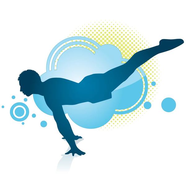 Gymnastics blue silhouette vector material 05