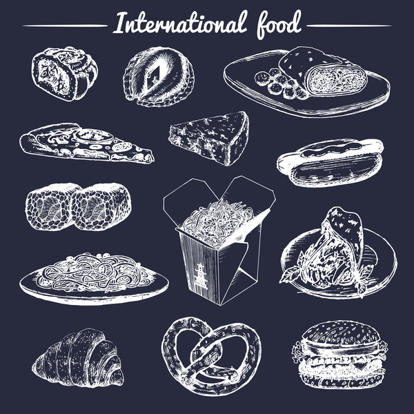Hand drawn international food vector