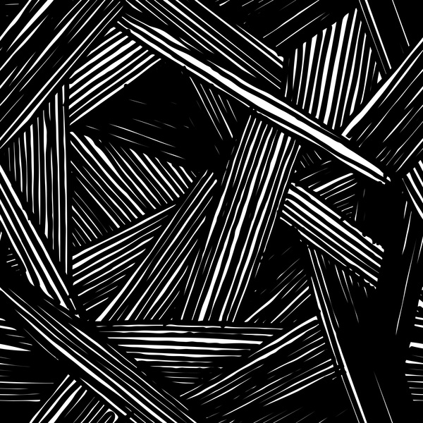 Hand drawn lines pattern seamless black with white vectors 06