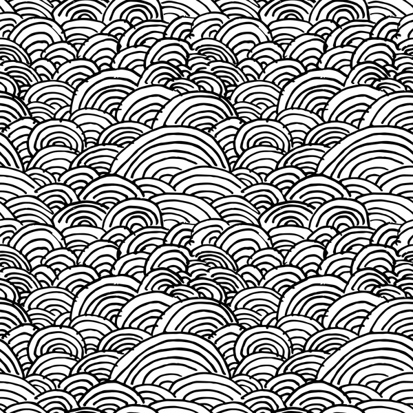 Hand drawn wave seamless pattern black with white vectors