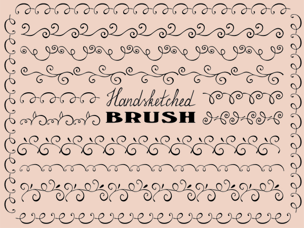 Hand sketched brush border vector