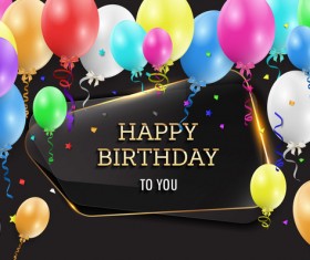 Happy birthday background with glass banner vectors 02