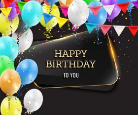 Happy birthday background with glass banner vectors 03