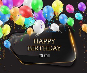 Happy birthday background with glass banner vectors 04