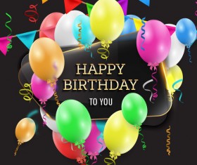 Happy birthday background with glass banner vectors 05