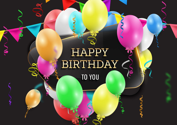 Happy birthday background with glass banner vectors 05