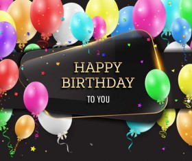 Happy birthday background with glass banner vectors 06