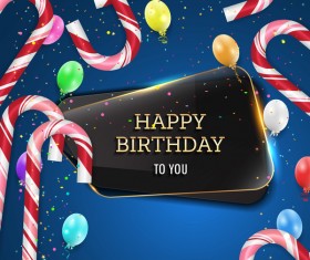 Happy birthday background with glass banner vectors 07