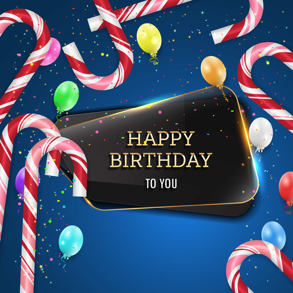 Happy Birthday Background With Glass Banner Vectors 07 Free