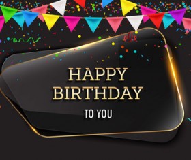 Happy birthday background with glass banner vectors 09