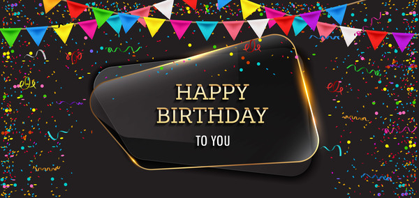 Happy birthday background with glass banner vectors 09 free download