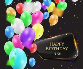 Happy birthday background with glass banner vectors 10