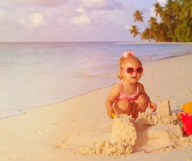 Heap sandcastle children Stock Photo