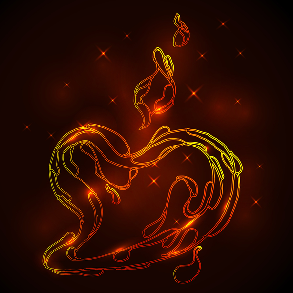 Heart on fire abstract background vector