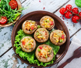 Home oven gourmet grilled mushrooms Stock Photo 01