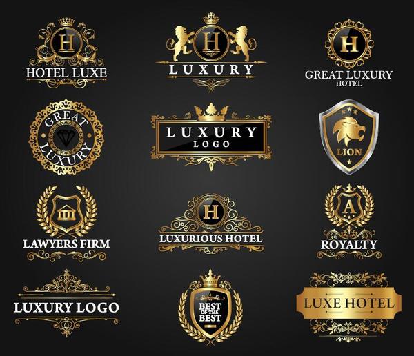Hotel luxury labels vector