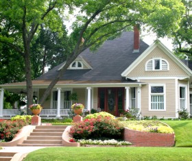 House and courtyard garden Stock Photo 01