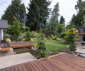 House and courtyard garden Stock Photo 03