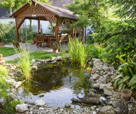 House and courtyard garden Stock Photo 04