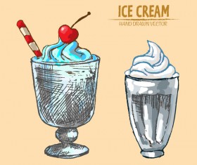 Ice cream hand drawn vector material set 01