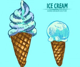 Ice cream hand drawn vector material set 02