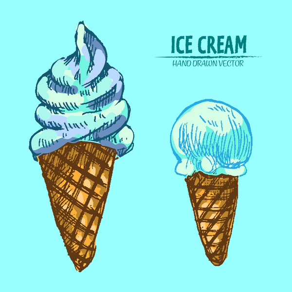 Ice cream hand drawn vector material set 02