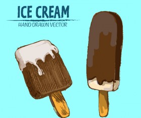 Ice cream hand drawn vector material set 03