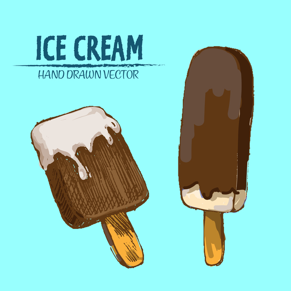 Ice cream hand drawn vector material set 03