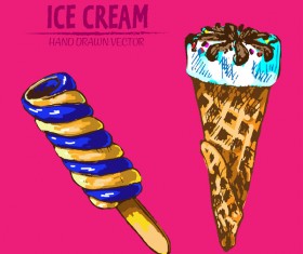 Ice cream hand drawn vector material set 05