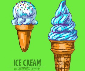 Ice cream hand drawn vector material set 06