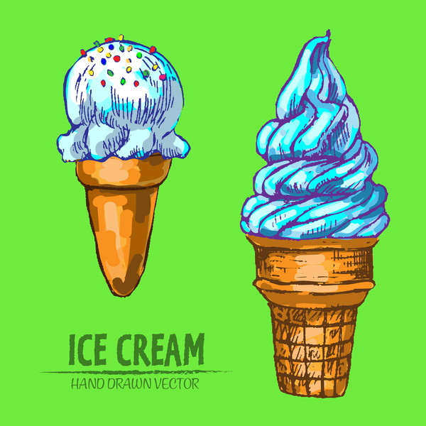 Ice cream hand drawn vector material set 06