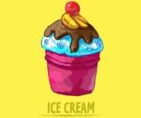 Ice cream hand drawn vector material set 07