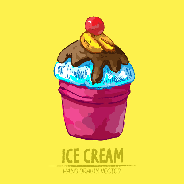 Ice cream hand drawn vector material set 07