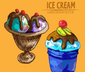 Ice cream hand drawn vector material set 09