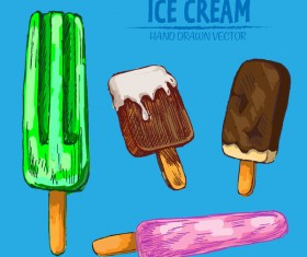 Ice cream hand drawn vector material set 11