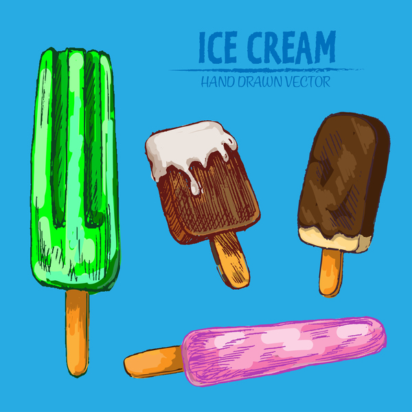 Ice cream hand drawn vector material set 11