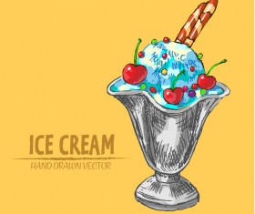 Ice cream hand drawn vector material set 12