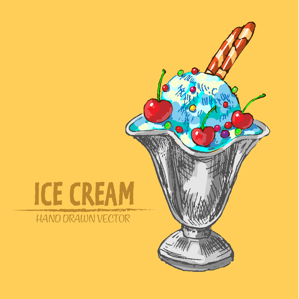 Ice cream hand drawn vector material set 12