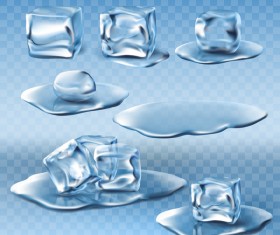 Ice cubes with water splashes vector illustration 02
