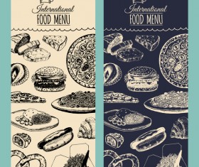 International food menu cover template vector