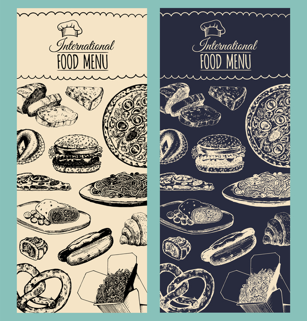 International food menu cover template vector