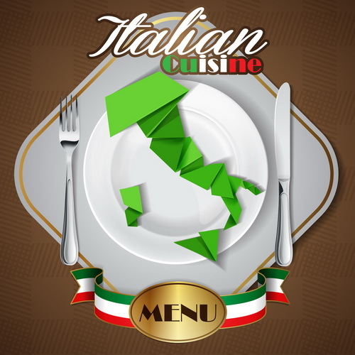 Italian cuisine menu cover vector