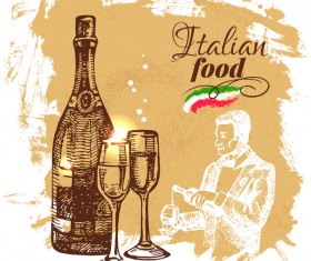 Italian food vintage poster vector 01