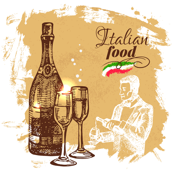 Italian food vintage poster vector 01