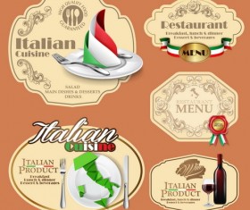 Italian menu labels vectors set 01
