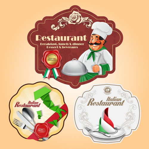 Italian menu labels vectors set 03