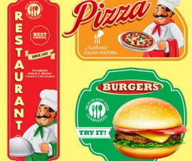 Italian menu labels vectors set 04