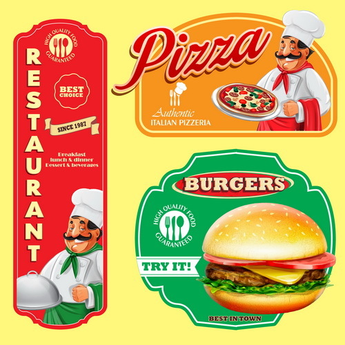 Italian menu labels vectors set 04