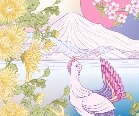 Japan mount Fuj landscape hand drawing vector 08